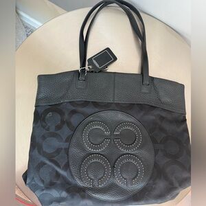 Coach Black Tote with Embossed Logo